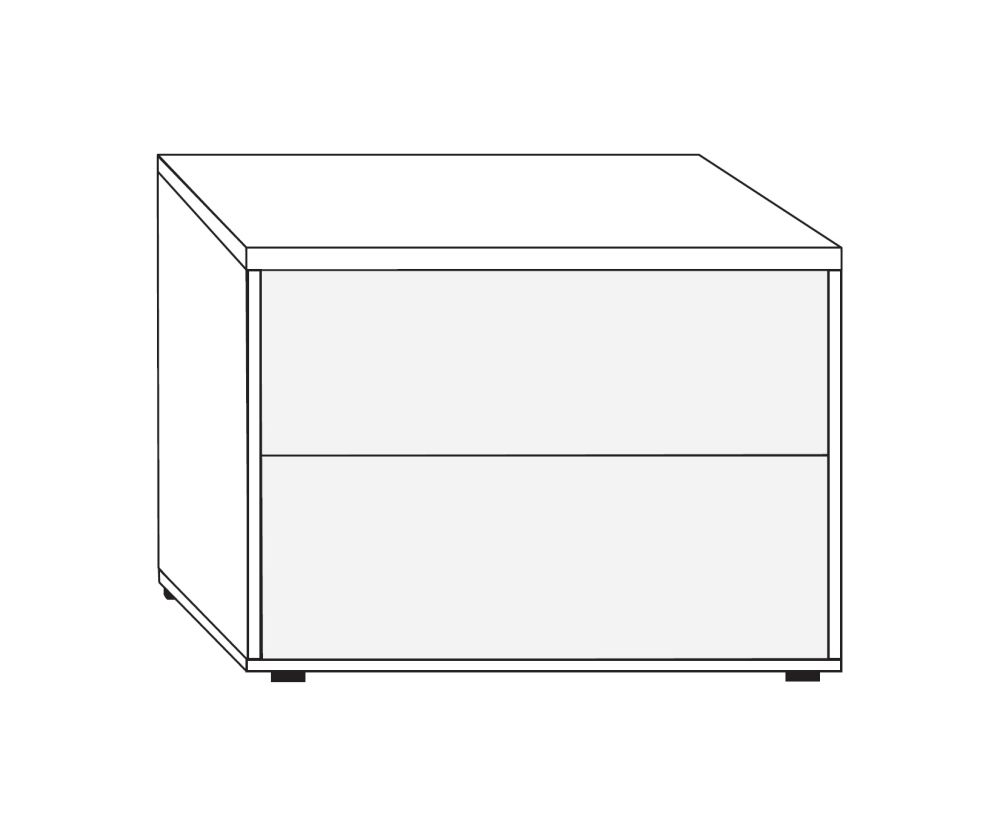 Wiemann Kansas 2 Drawer Bedside Cabinet with Havana Glass Drawer - W 60cm
