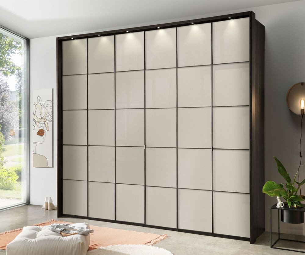 Wiemann Vip Quito Glass Champagne 6 Door Hinged Wardrobe With Trims