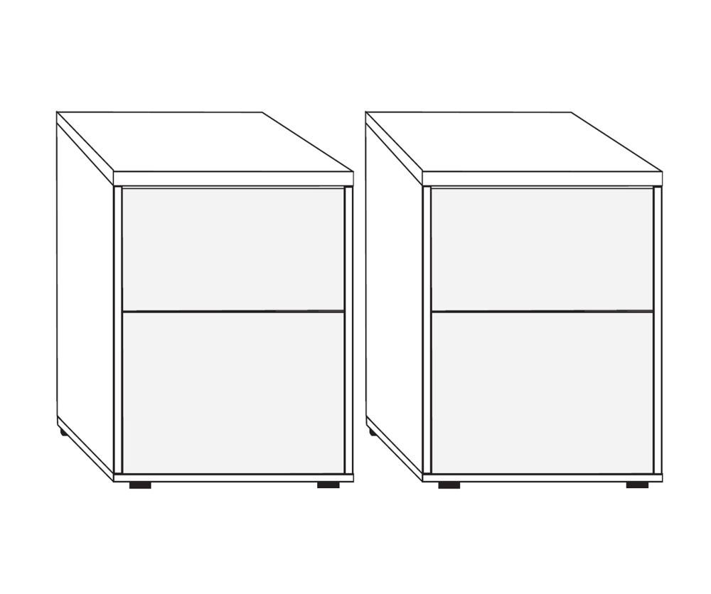 Wiemann Kansas 2 Drawer Bedside Cabinet with Champagne Glass Drawer - H 43cm