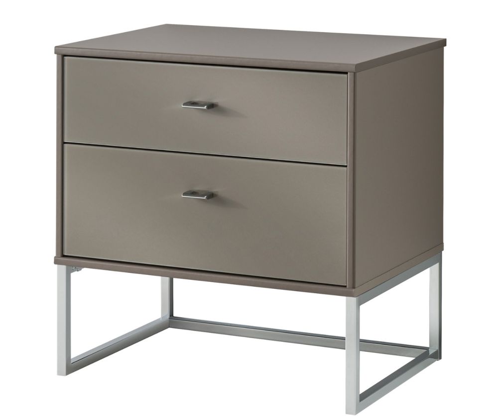 Wiemann Vip Vigo Glass Havana 2 Drawer Bedside Cabinet