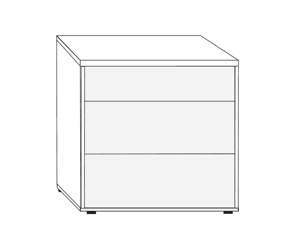 Wiemann Kansas 3 Drawer Bedside Cabinet with Havana Glass Drawer - W 60cm