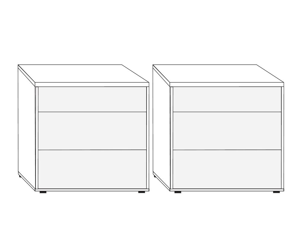 Wiemann Kansas 3 Drawer Bedside Cabinet with White Glass Drawer - W 60cm