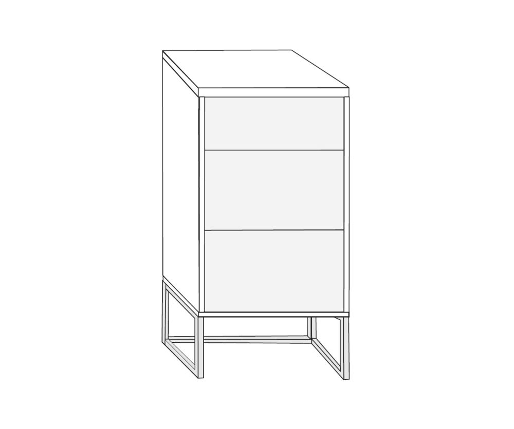 Wiemann Kansas 3 Drawer Bedside Cabinet with Chrome Angled Feet - W 40cm