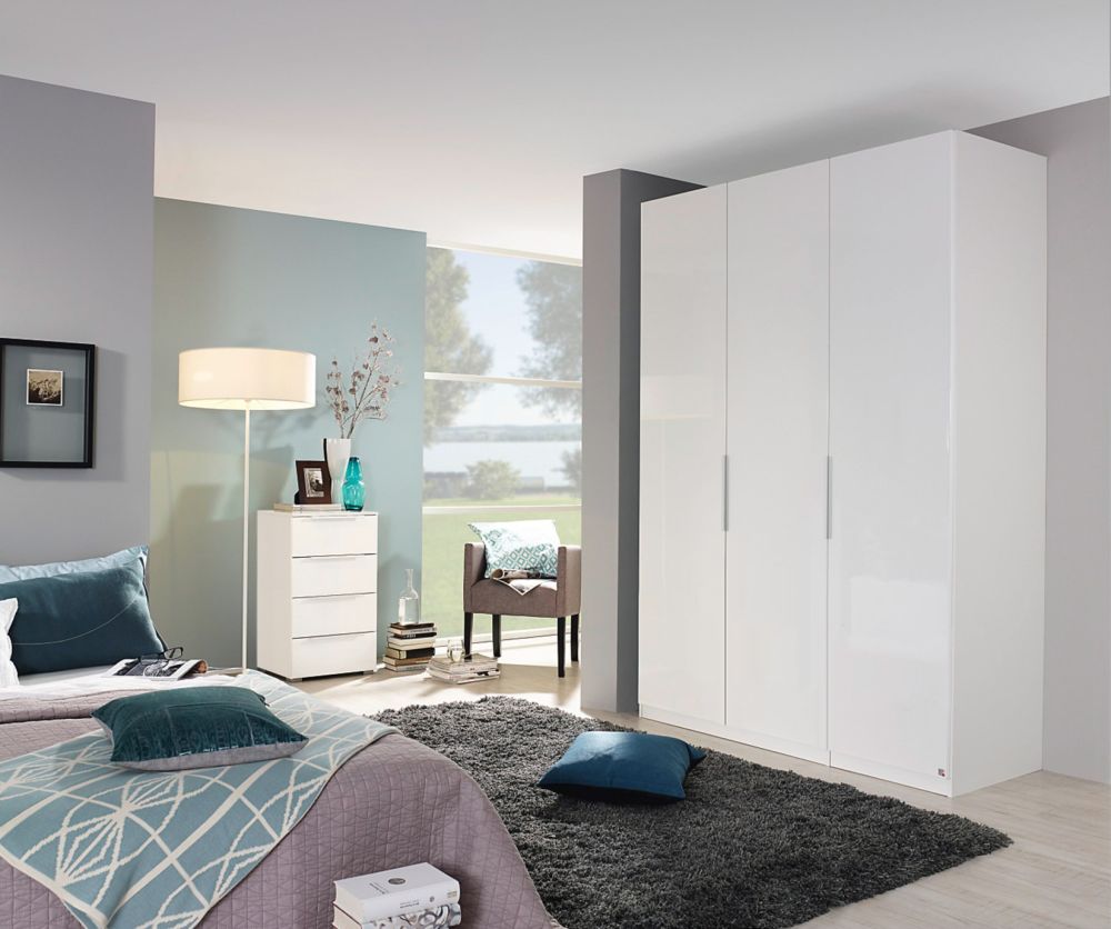 Rauch Zenaya Silk Grey and White High Gloss Front 4 Door Wardrobe