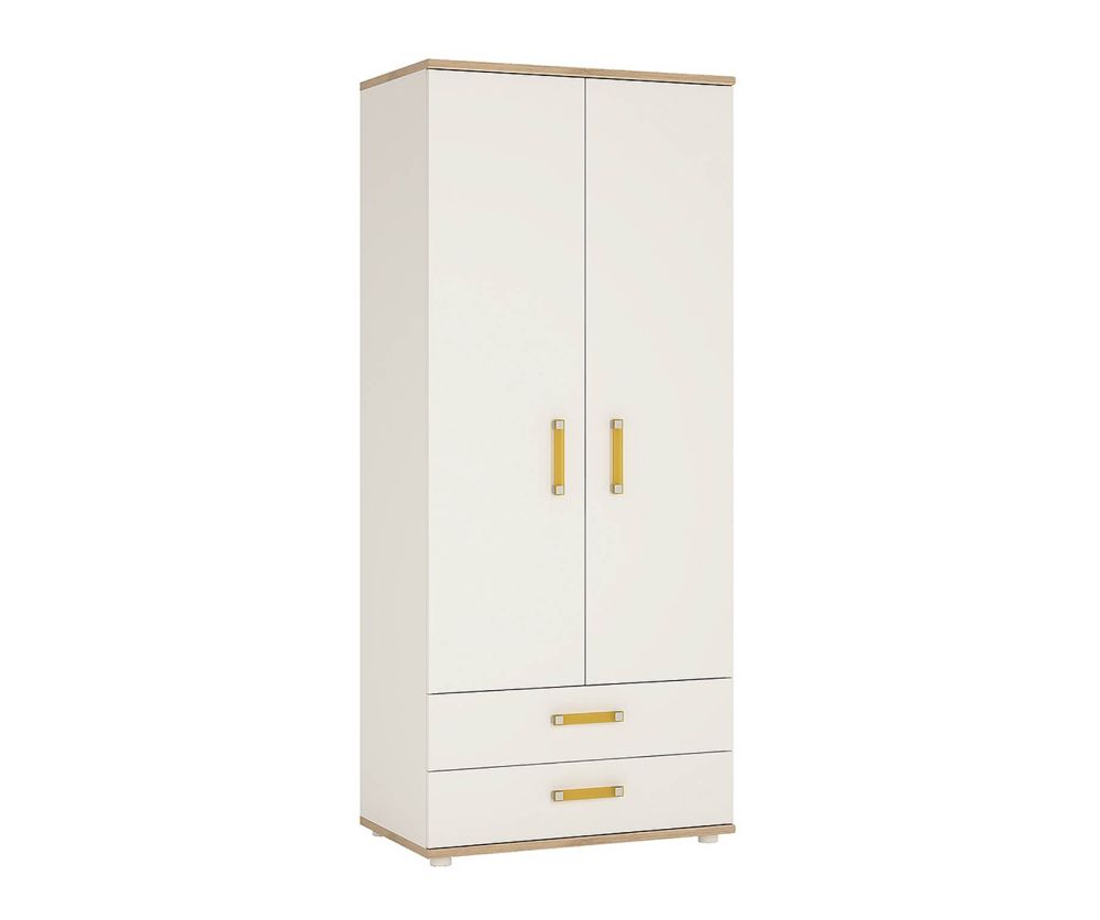 FTG 4Kids 2 Door 2 Drawer Wardrobe with Orange Handles