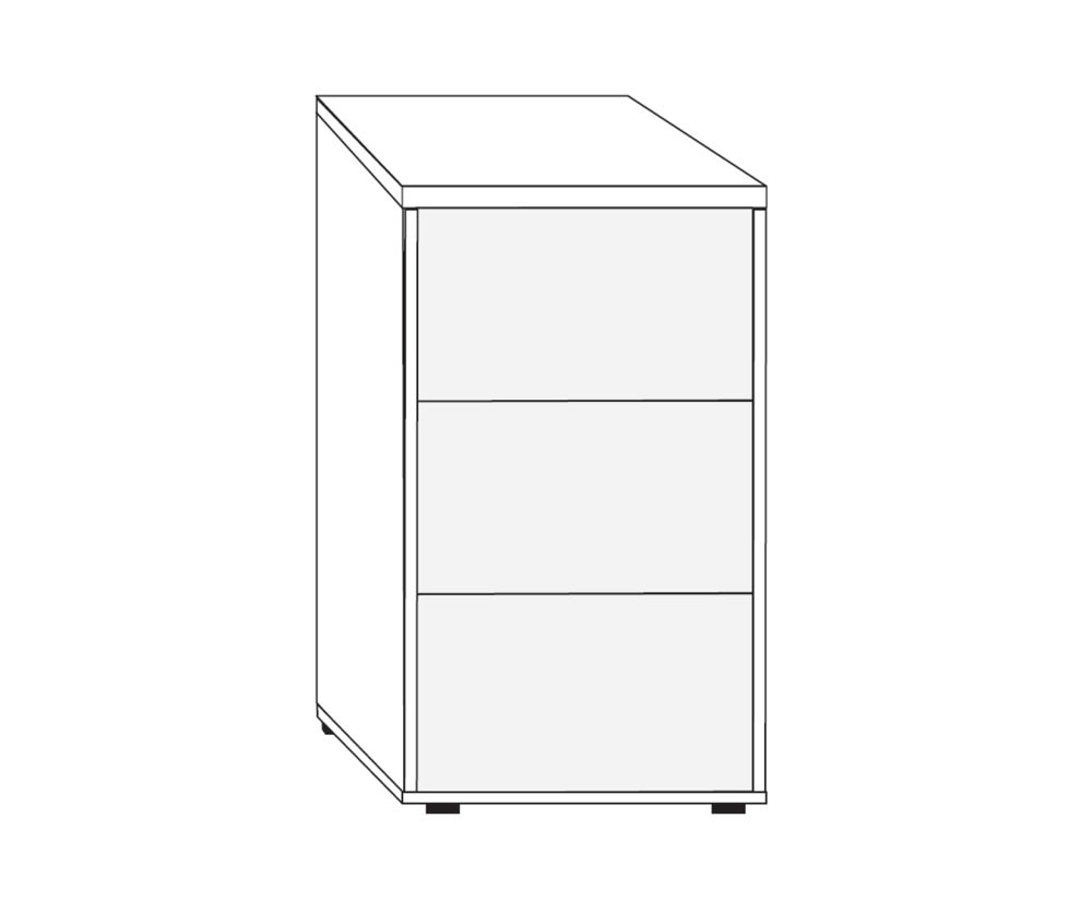 Wiemann Kansas 3 Drawer Bedside Cabinet with White Glass Drawer - H 53cm