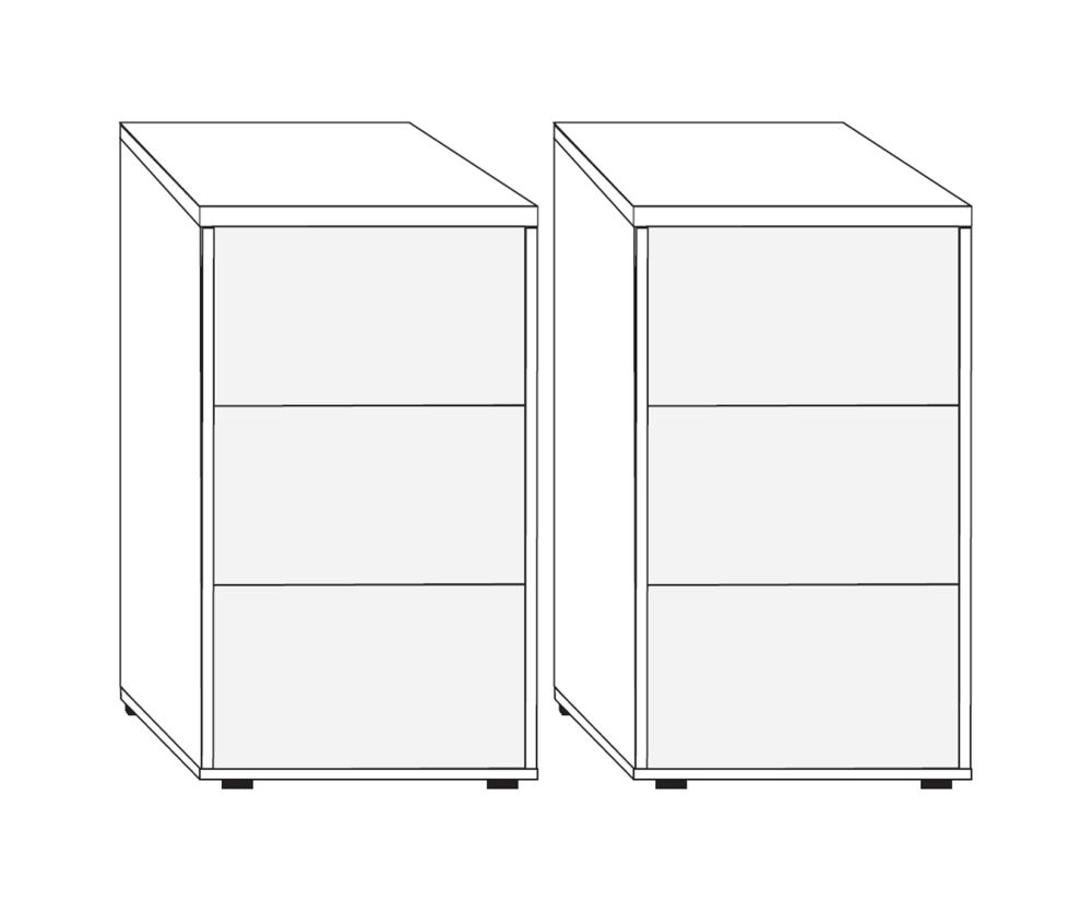 Wiemann Kansas 3 Drawer Bedside Cabinet with Champagne Glass Drawer - H 53cm