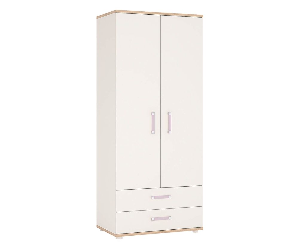 FTG 4Kids 2 Door 2 Drawer Wardrobe with Lilac Handles