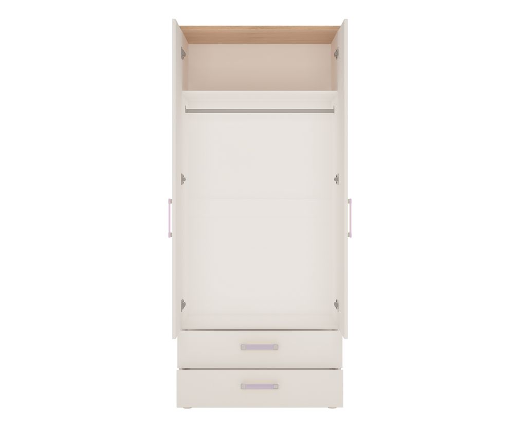FTG 4Kids 2 Door 2 Drawer Wardrobe with Lilac Handles