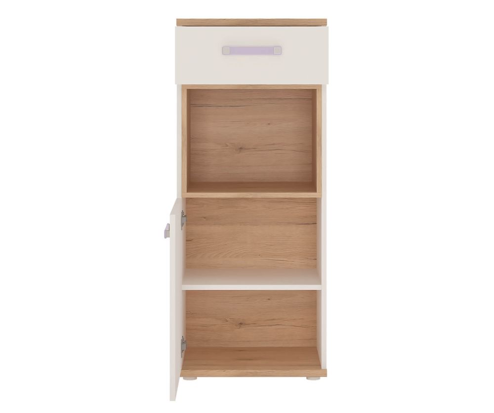 FTG 4Kids 1 Door 1 Drawer Narrow Cabinet with Lilac Handles