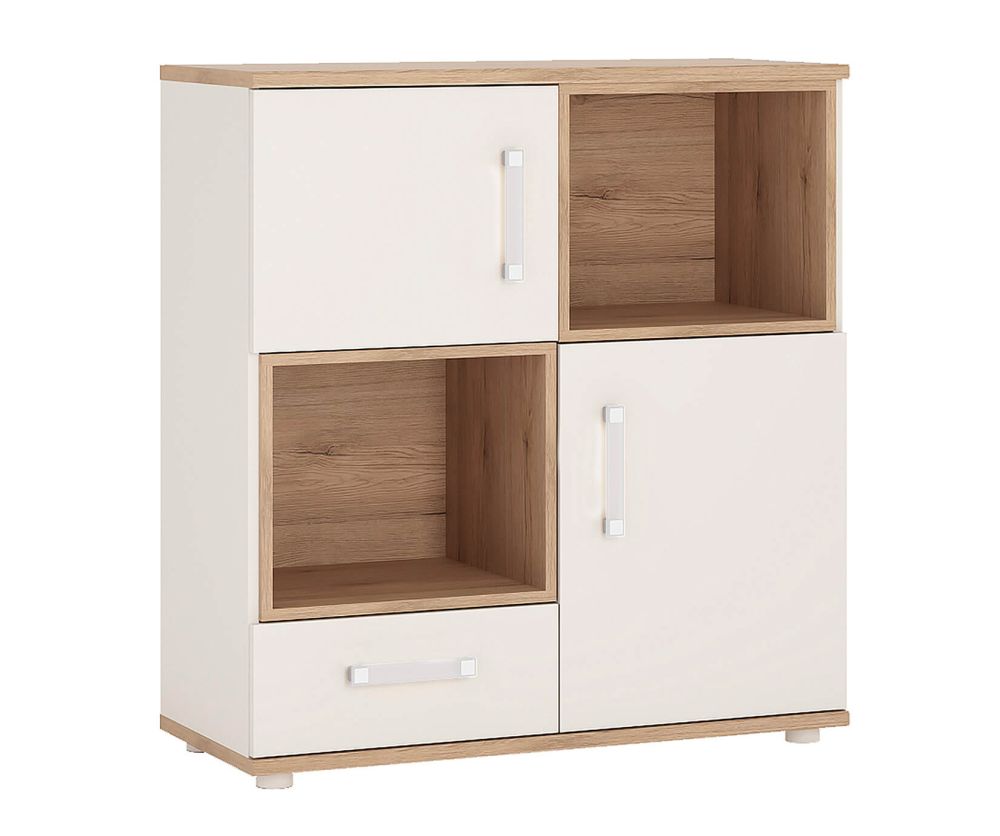 FTG 4Kids 2 Door 1 Drawer Cupboard with 2 Open Shelves with Opalino Handles