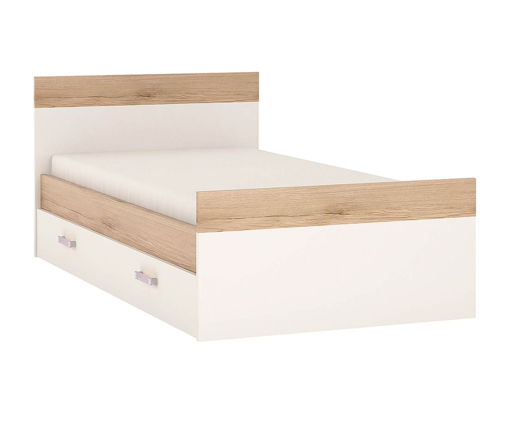 FTG 4Kids Single Bed with Under Drawer with Lilac Handles