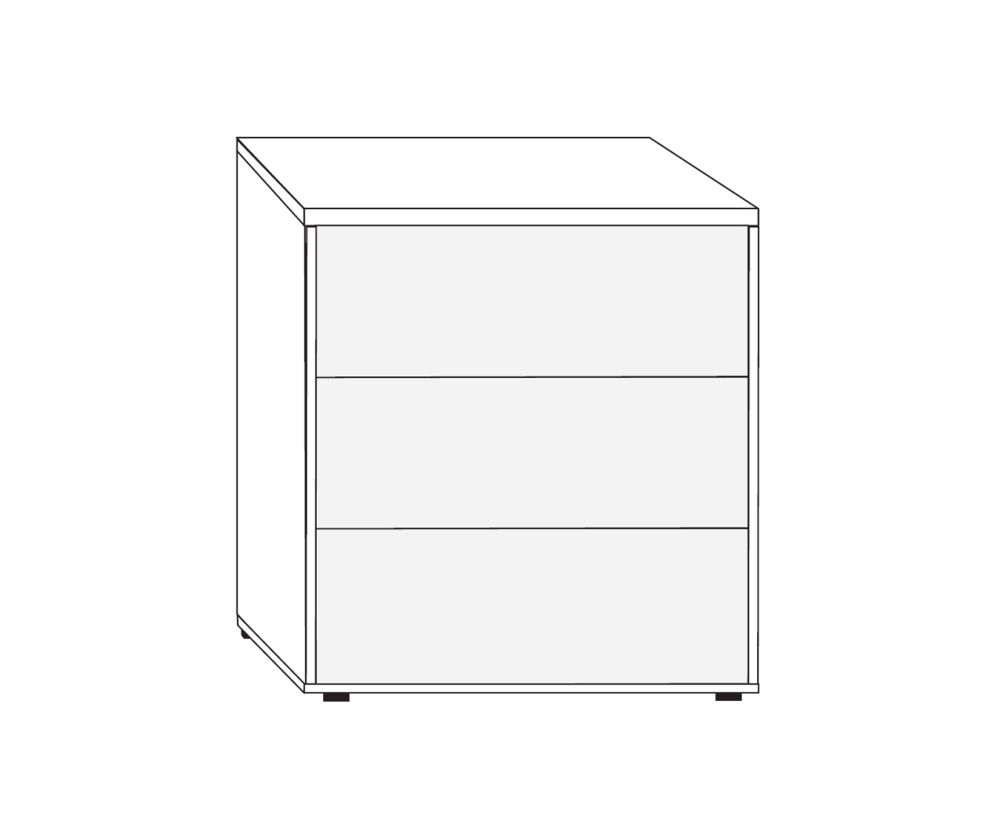 Wiemann Kansas Large 3 Drawer Bedside Cabinet - H 53cm