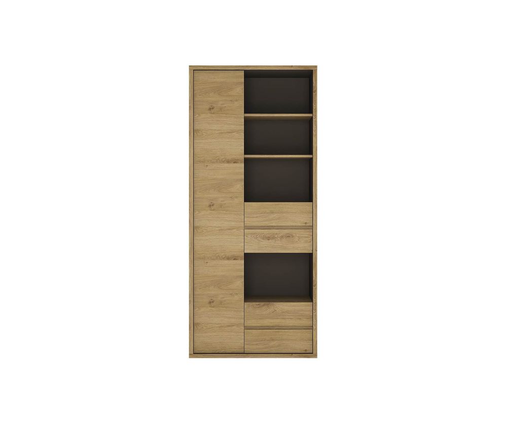 FTG Shetland Tall Wide 1 Door 4 Drawer Bookcase