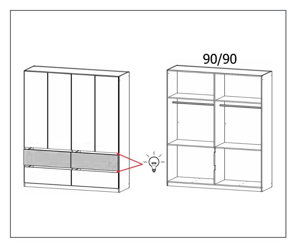Rauch Winnipeg Alpine White 4 Door 4 Drawer Combi Wardrobe