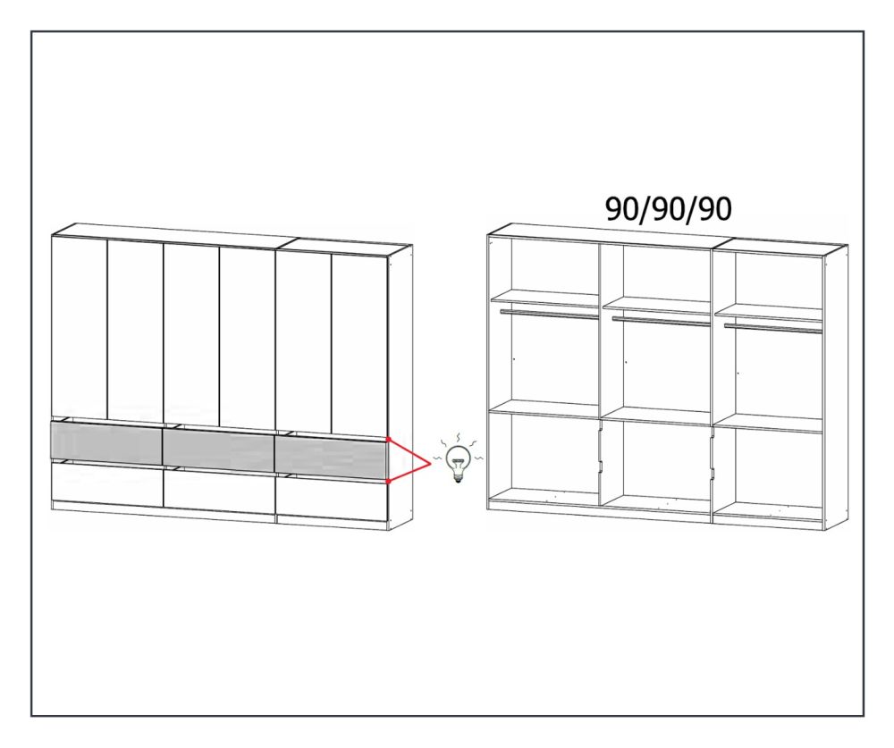 Rauch Winnipeg Alpine White 6 Door 6 Drawer Combi Wardrobe