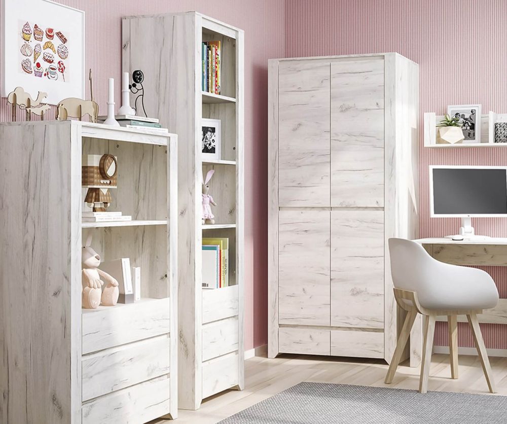 FTG Angel Tall Narrow 3 Drawer Bookcase