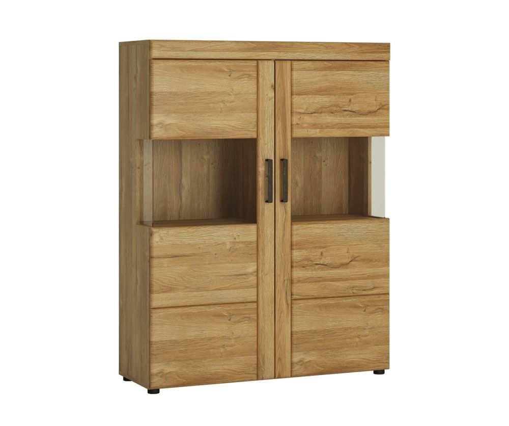FTG Cortina Low Wide 2 Door Display Cabinet in Grandson Oak Finish