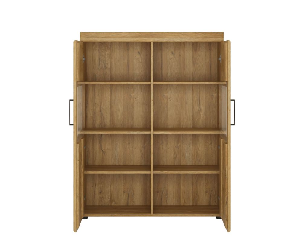 FTG Cortina Low Wide 2 Door Display Cabinet in Grandson Oak Finish