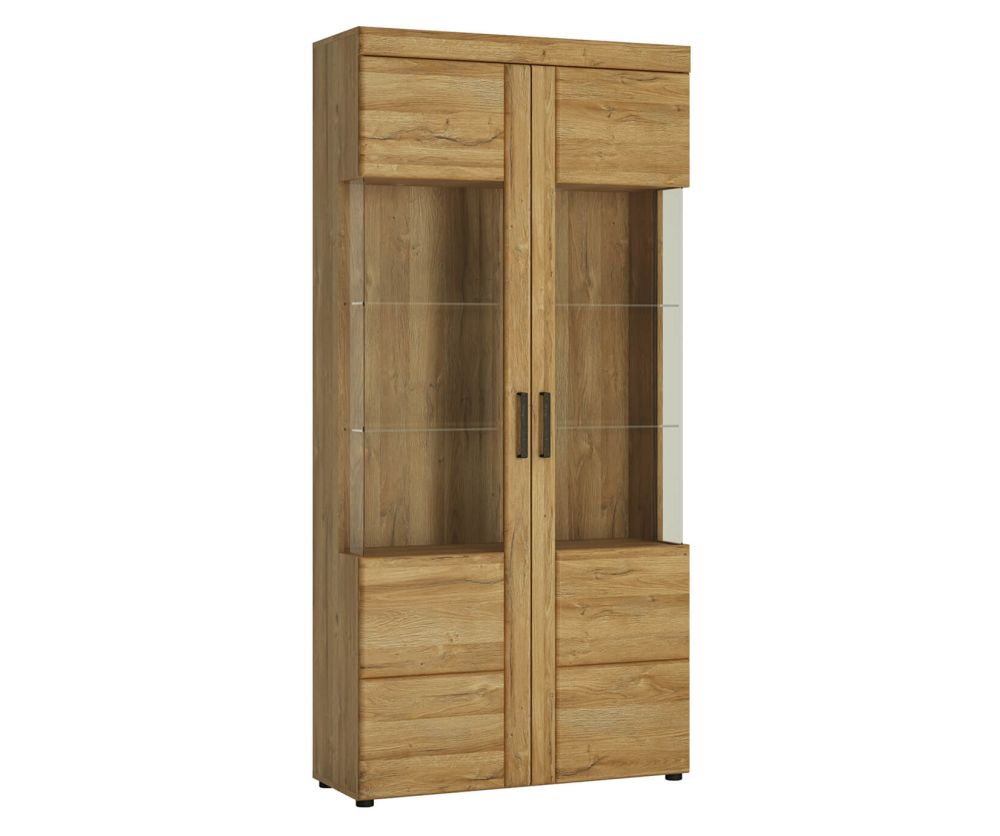 FTG Cortina Tall Wide 2 Door Display Cabinet in Grandson Oak Finish
