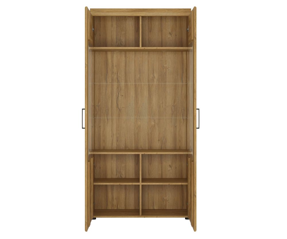 FTG Cortina Tall Wide 2 Door Display Cabinet in Grandson Oak Finish