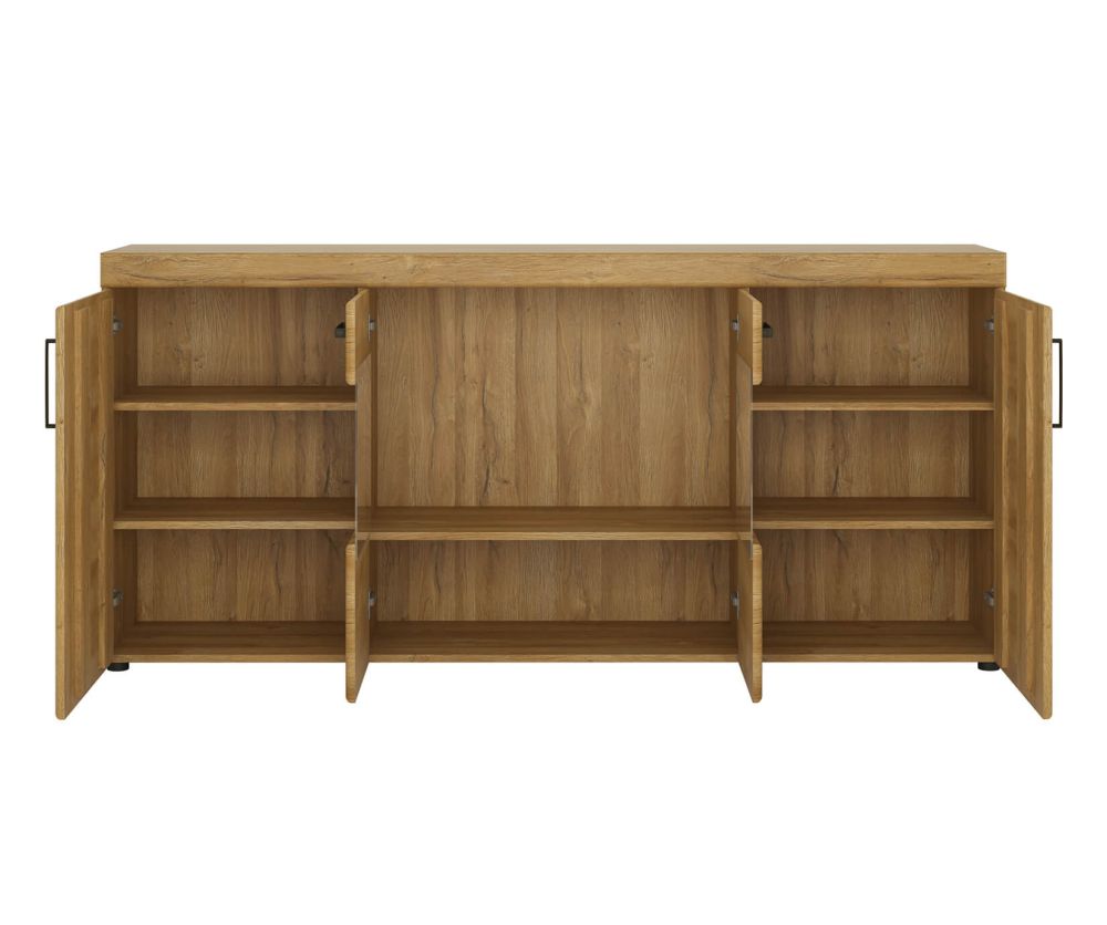 FTG Corrina 4 Door Wide Glazed Sideboard in Grandson Oak