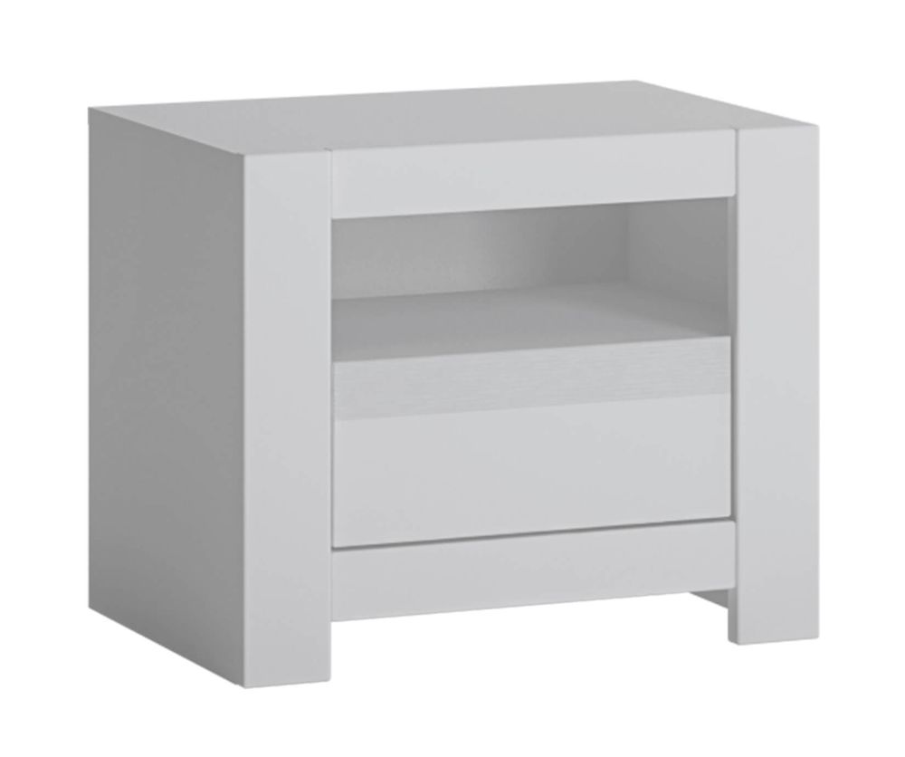 FTG Novi Alpine White 1 Drawer Bedside Table
