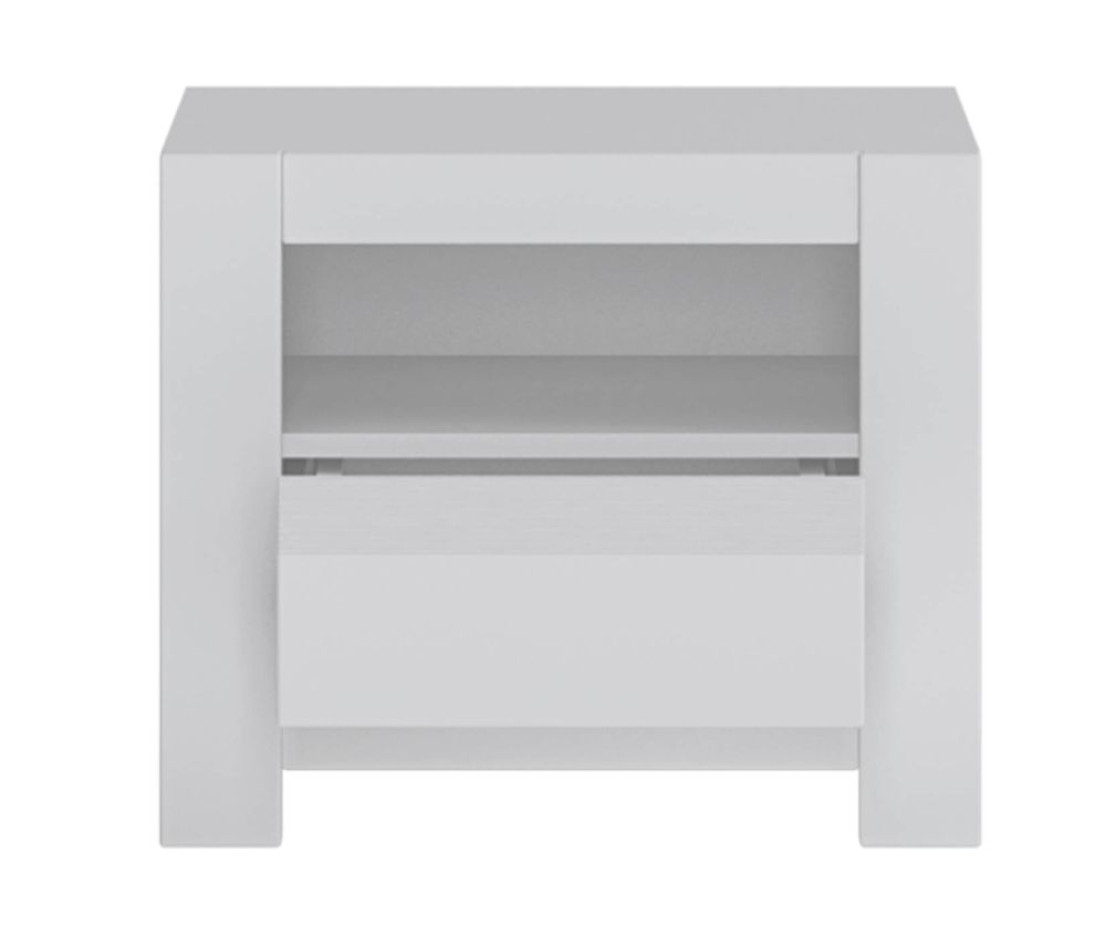 FTG Novi Alpine White 1 Drawer Bedside Table