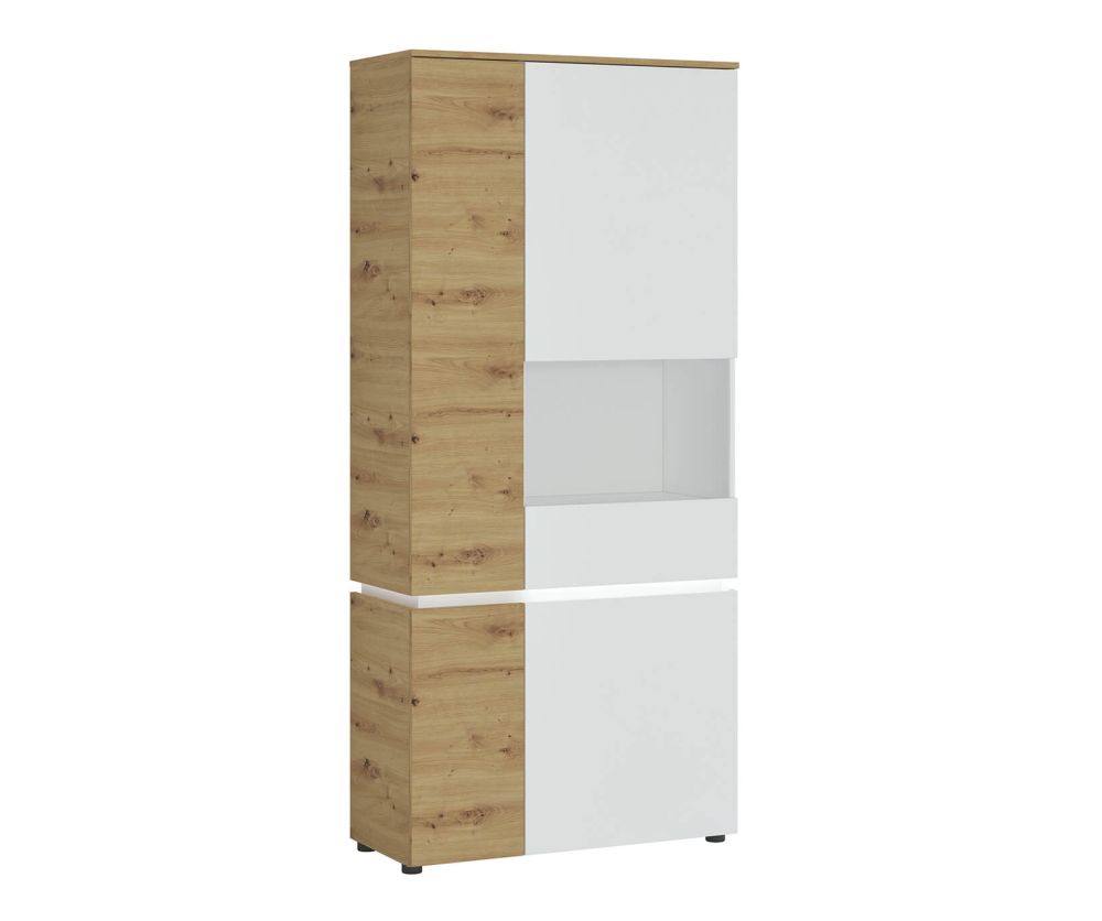 FTG Luci White and Oak 4 Door Tall Display Cabinet (RH)