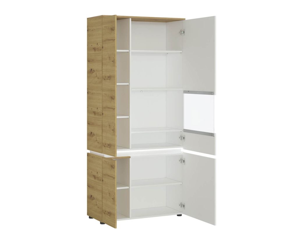 FTG Luci White and Oak 4 Door Tall Display Cabinet (RH)