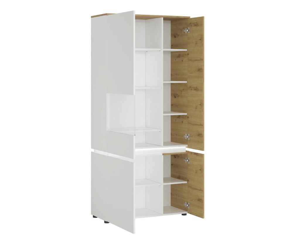FTG Luci White and Oak 4 Door Tall Display Cabinet (LH)