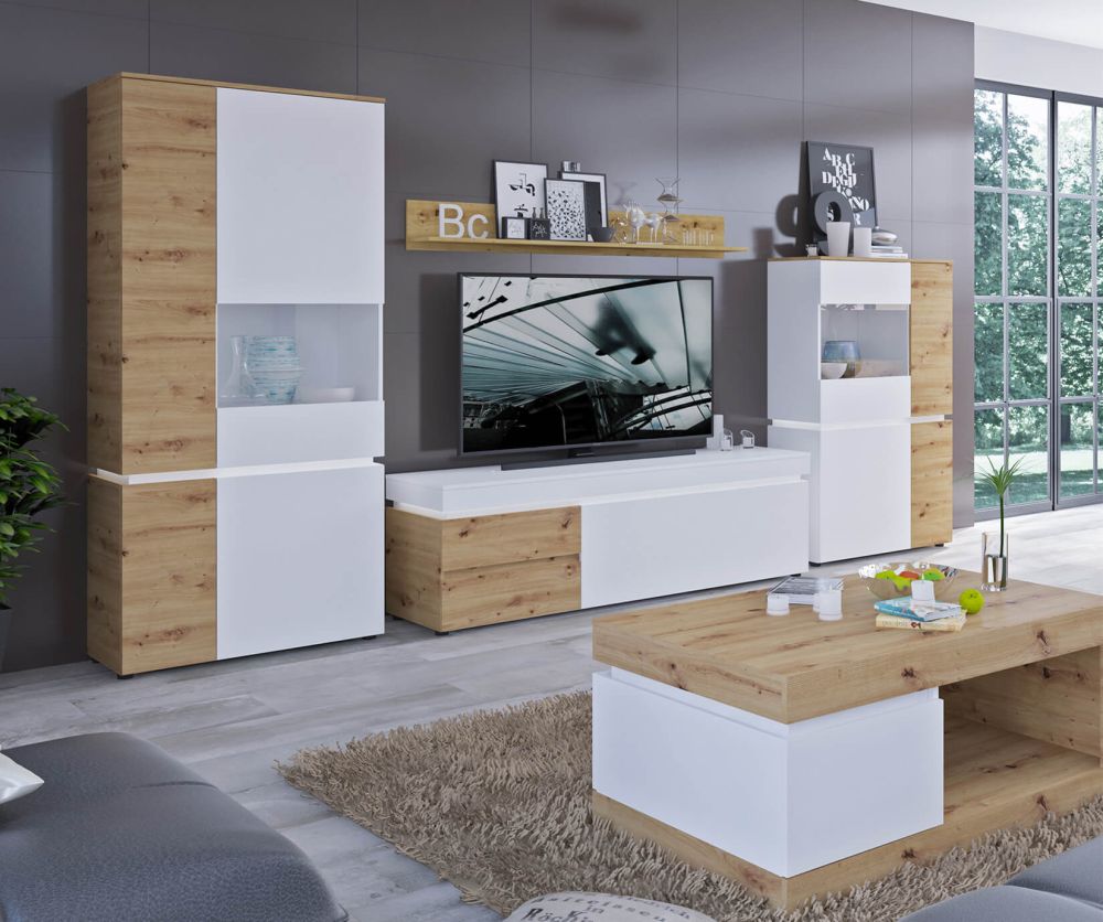 FTG Luci White and Oak 4 Door Wardrobe