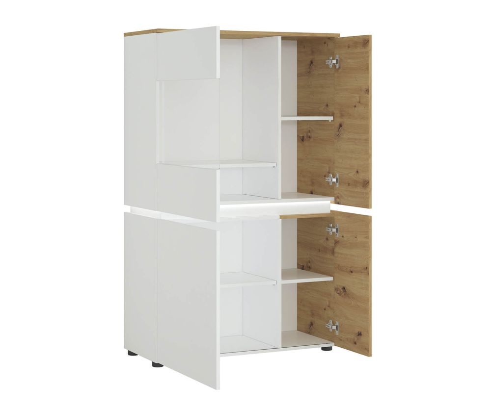 FTG Luci White and Oak 4 Door Low Display Cabinet