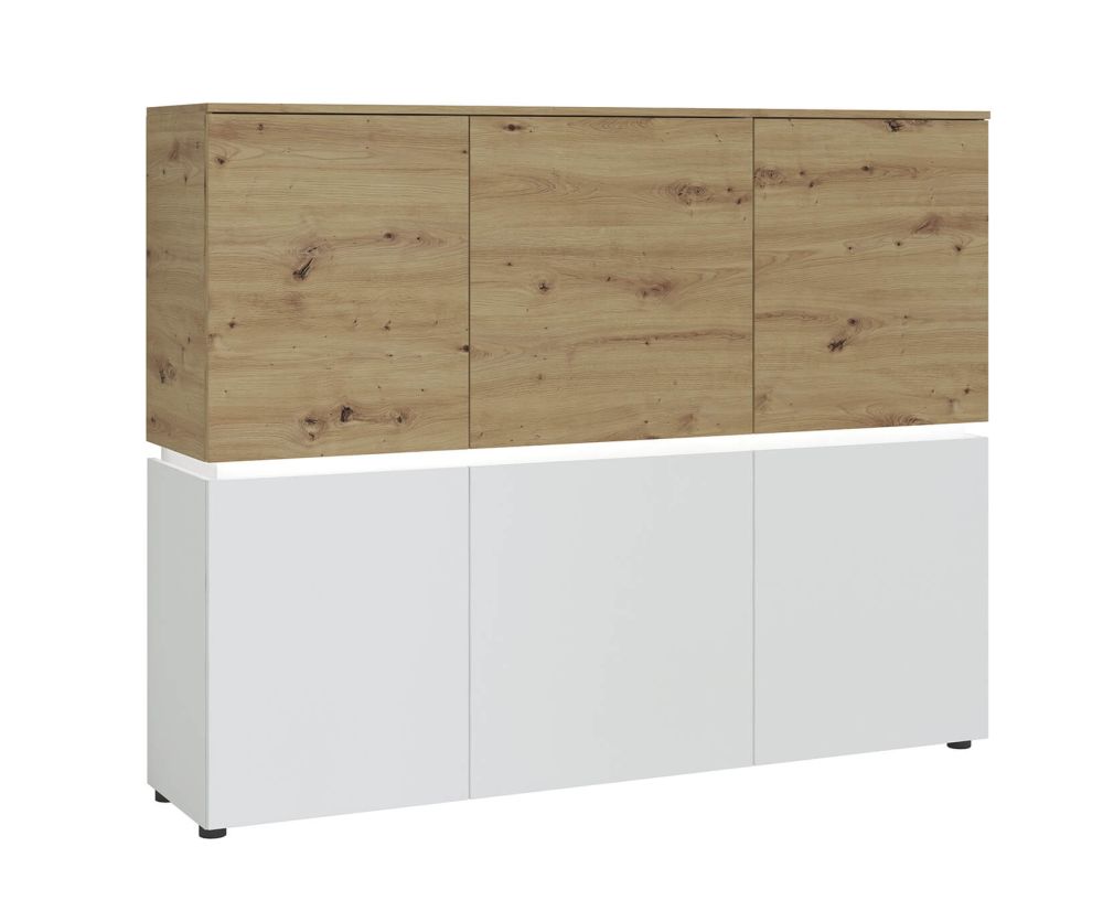 FTG Luci White and Oak 6 Door Cabinet