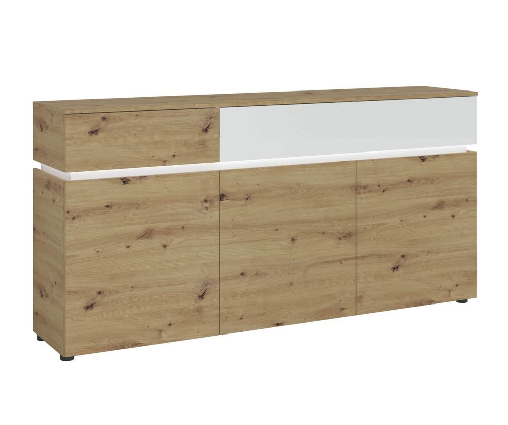 FTG Luci White and Oak 3 Door 2 Drawer Sideboard