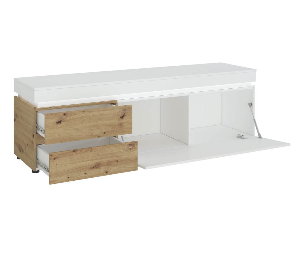 FTG Luci White and Oak 180cm 1 Door 2 Drawer Wide TV Unit