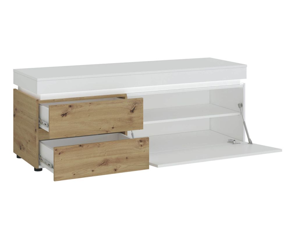 FTG Luci White and Oak 150cm 1 Door 2 Drawer TV Unit