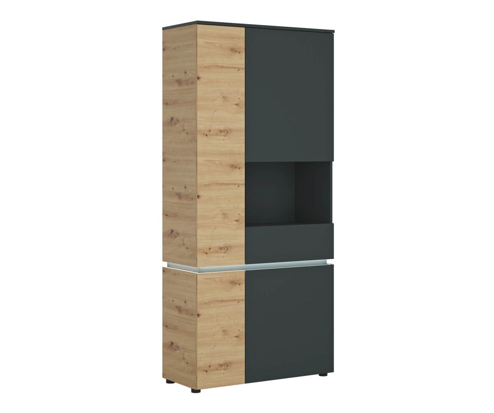 FTG Luci Platinum and Oak 4 Door Tall Display Cabinet (RH)