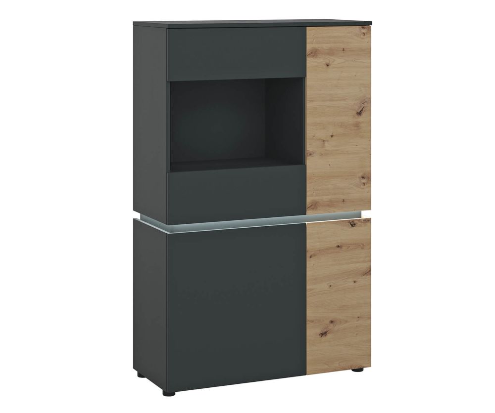 FTG Luci Platinum and Oak 4 Door Low Display Cabinet