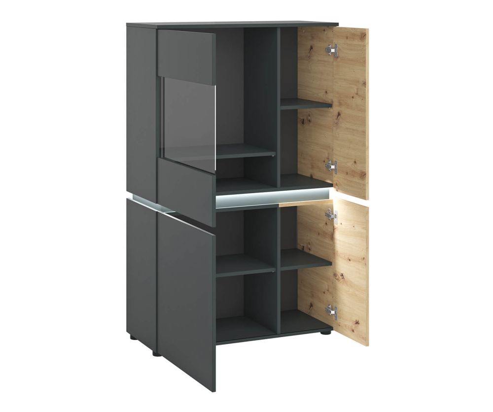 FTG Luci Platinum and Oak 4 Door Low Display Cabinet