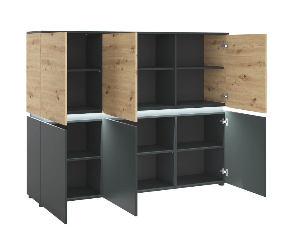 FTG Luci Platinum and Oak 6 Door Cabinet