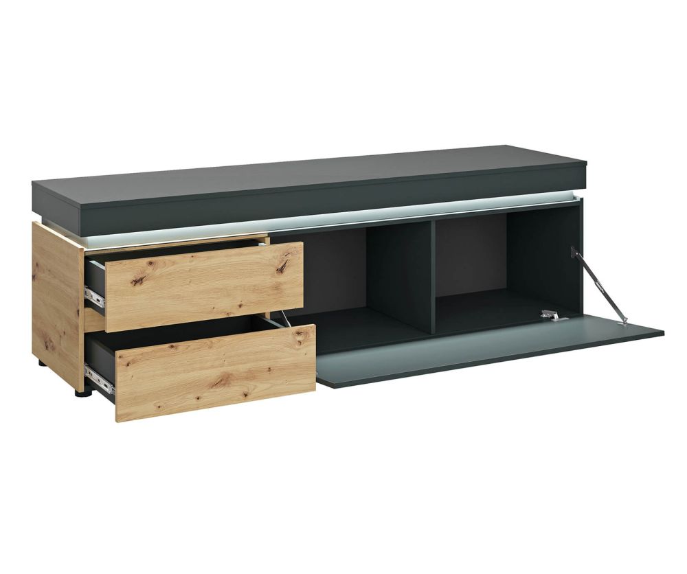 FTG Luci Platinum and Oak 180cm 1 Door 2 Drawer Wide TV Unit