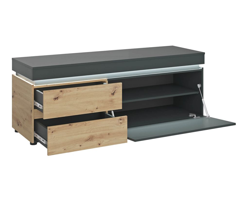 FTG Luci Platinum and Oak 150cm 1 Door 2 Drawer TV Unit