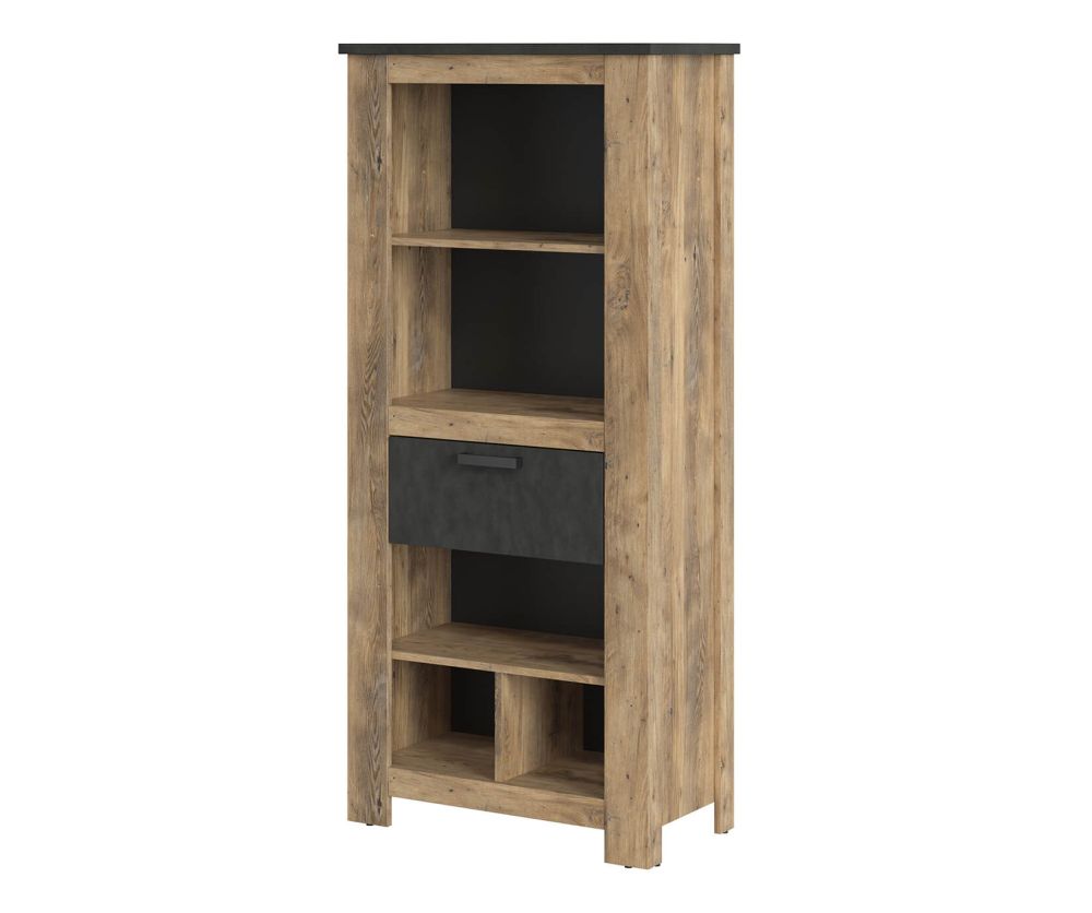 FTG Rapallo Chestnut and Matera Grey 1 Drawer Bookcase