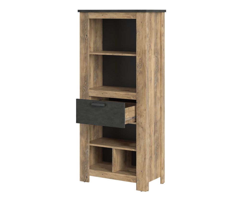 FTG Rapallo Chestnut and Matera Grey 1 Drawer Bookcase