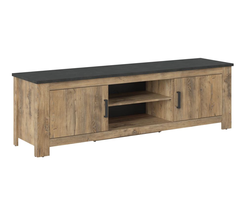 FTG Rapallo Chestnut and Matera Grey 189cm Wide 2 Door TV Cabinet