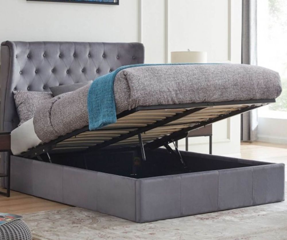 Flintshire Furniture Holway Grey Fabric End Lift Ottoman Bed Frame