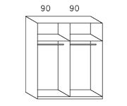 Rauch Alegro Sonoma Oak Carcase with Silk Grey Front 2 Sliding Mirror Door Wardrobe (W181cm)