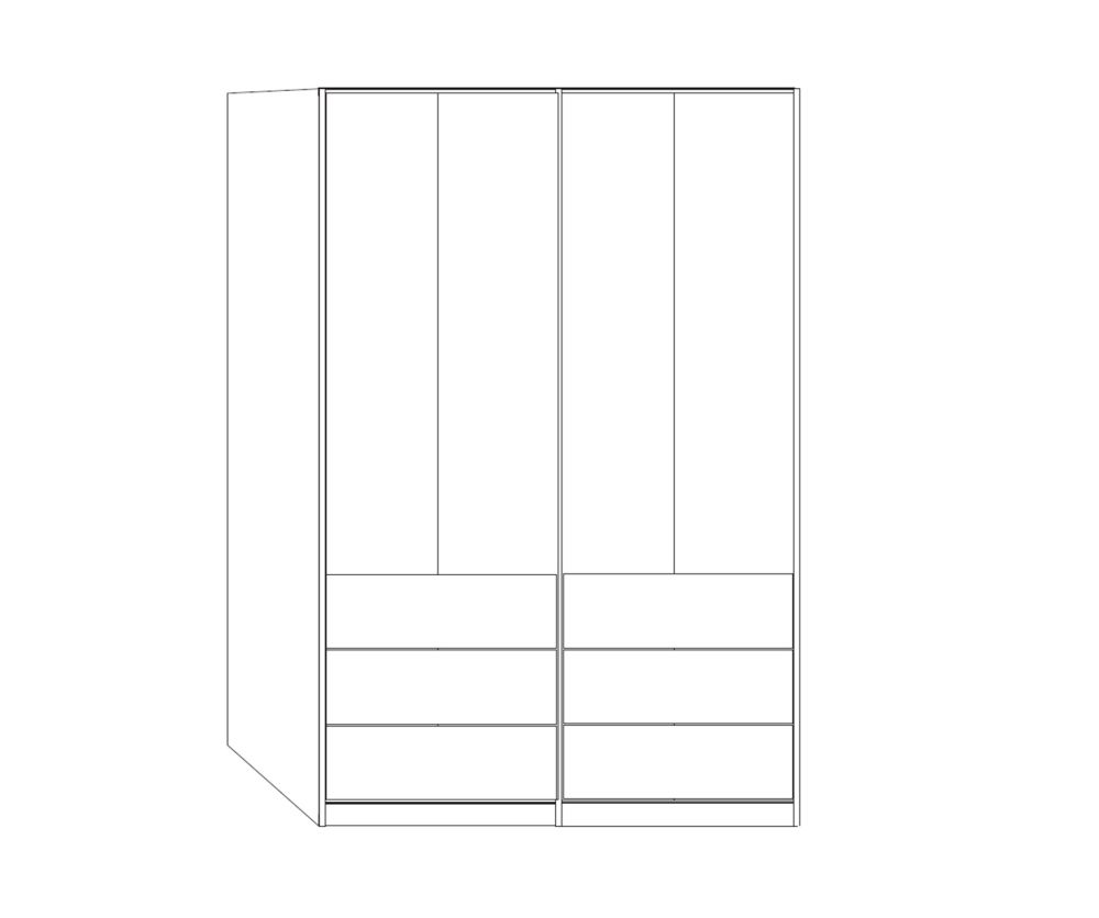 Wiemann Kansas 4 Door 6 Drawer Wardrobe with Havana Glass Front - W 150cm