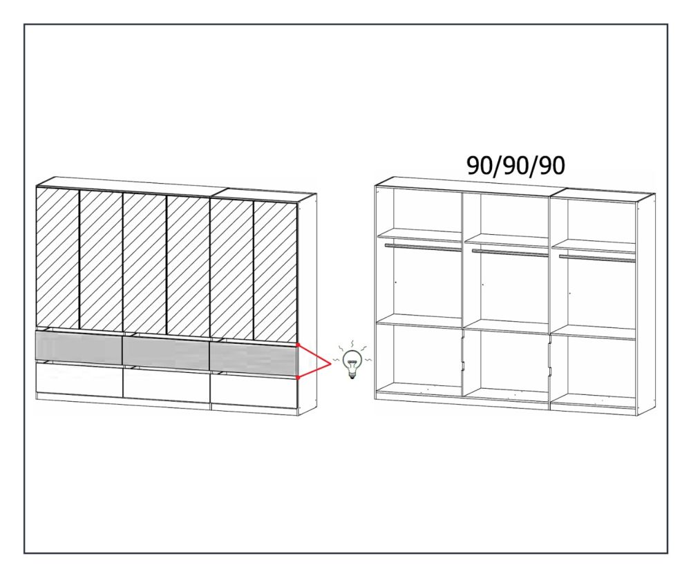 Rauch Winnipeg Alpine White 6 Door 6 Mirror Combi Wardrobe with Drawers